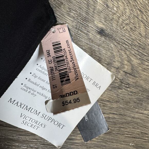 Victoria's Secret Sports Bra Sz. 36DDD Knockout Front Close Underwire Black New - Picture 6 of 11